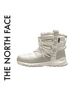 The North Face ThermoBall Lace Up Waterproof Winter Snow Boots White Gray Size 6
